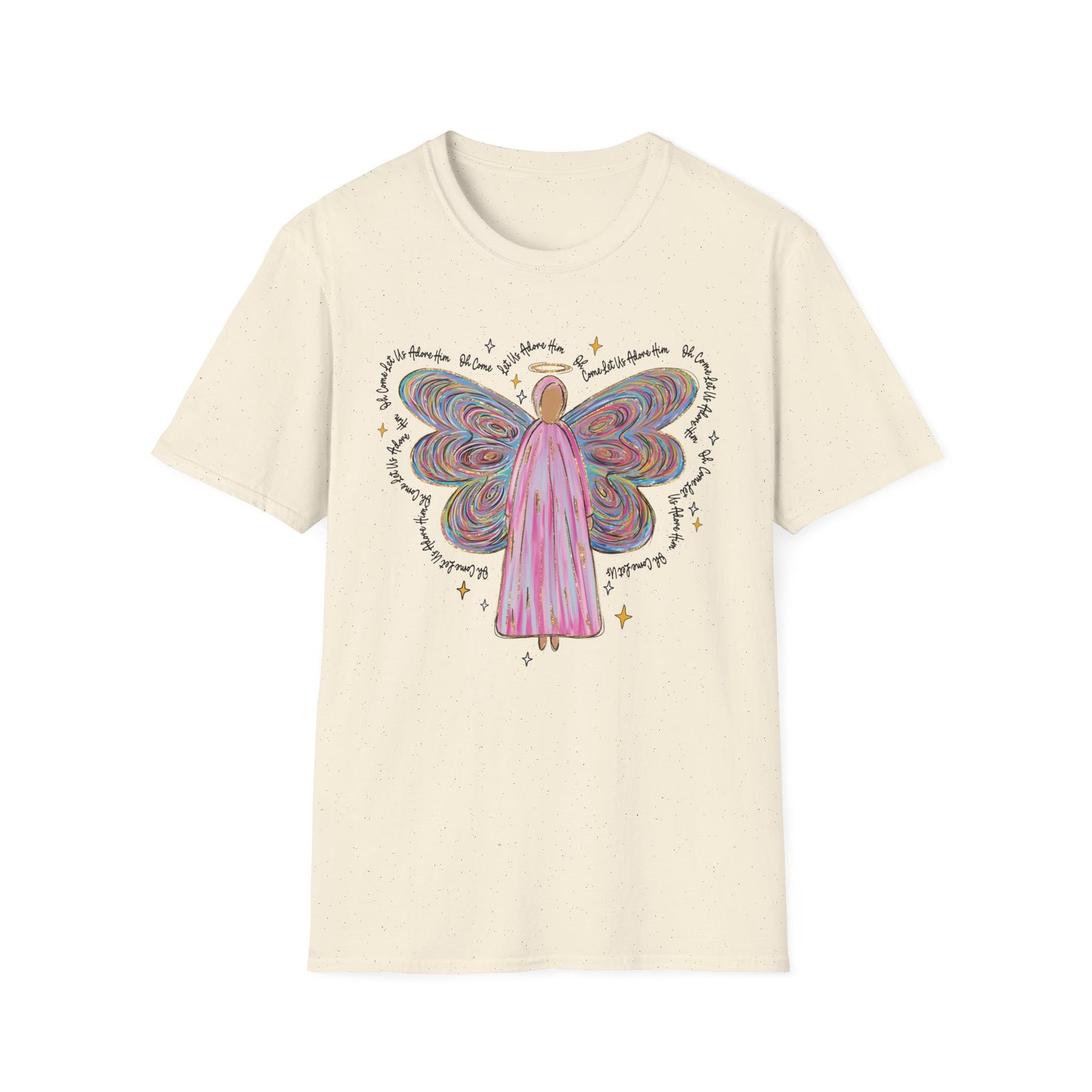 ADULT Unisex Softstyle T-Shirt with "Adore Him" Angel Design