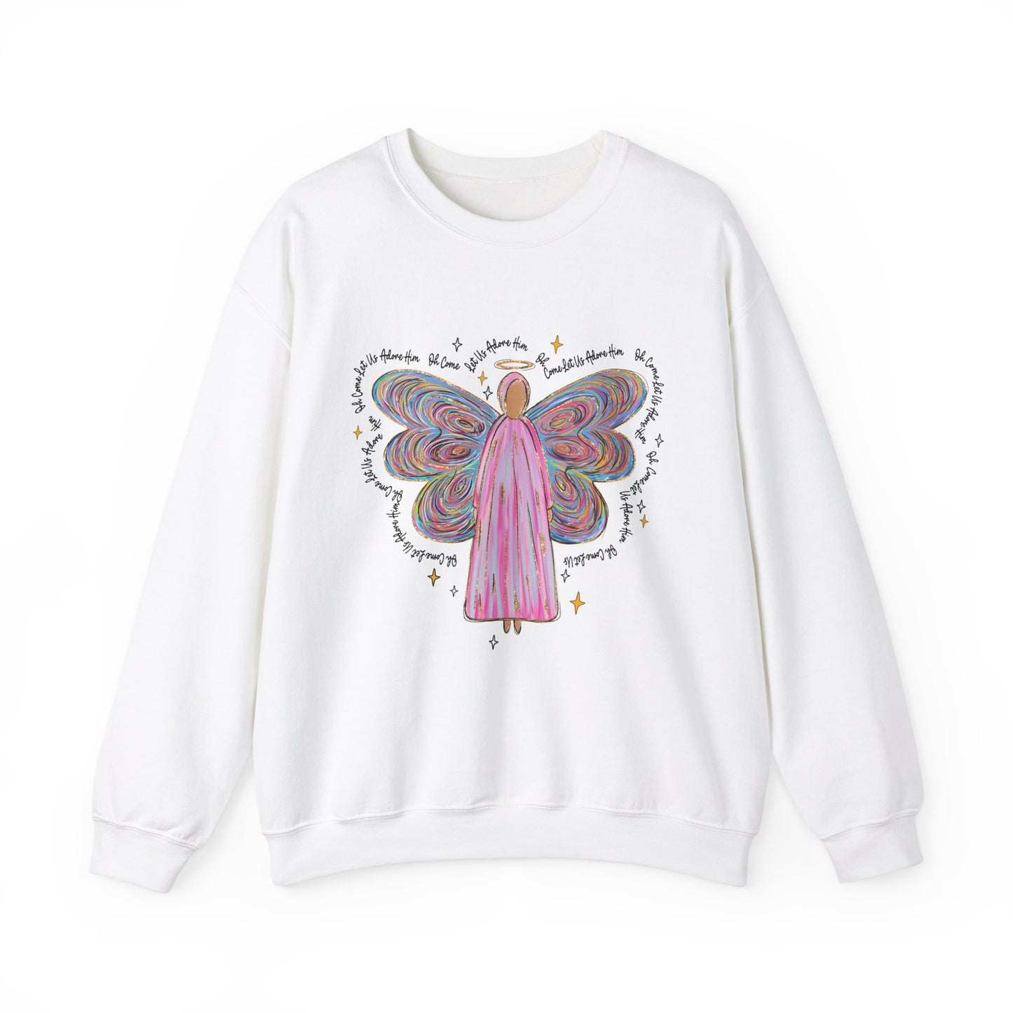 Unisex Heavy Blend™ Crewneck Sweatshirt with "Adore Him" Angel design