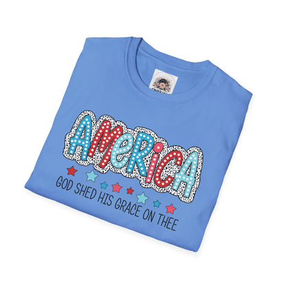 America God Shed His Grace on Thee - Unisex Softstyle T-Shirt