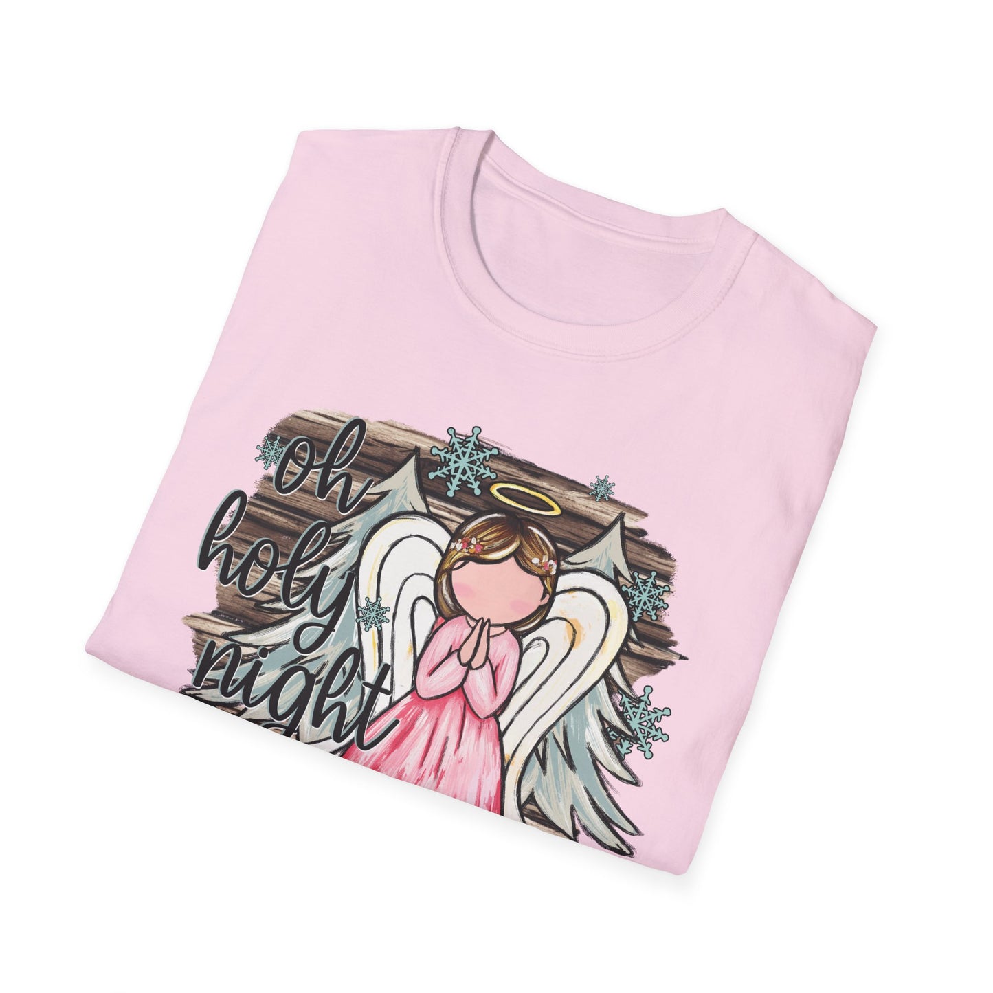 Unisex Softstyle T-Shirt with "Oh Holy Night" Angel Design