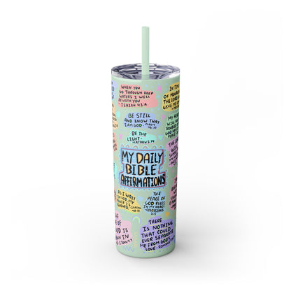 My Daily Bible Affirmations Skinny Tumbler | Skinny Tumbler with Straw, 20oz