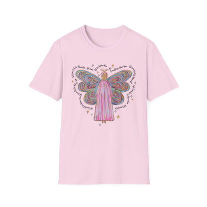 ADULT Unisex Softstyle T-Shirt with "Adore Him" Angel Design