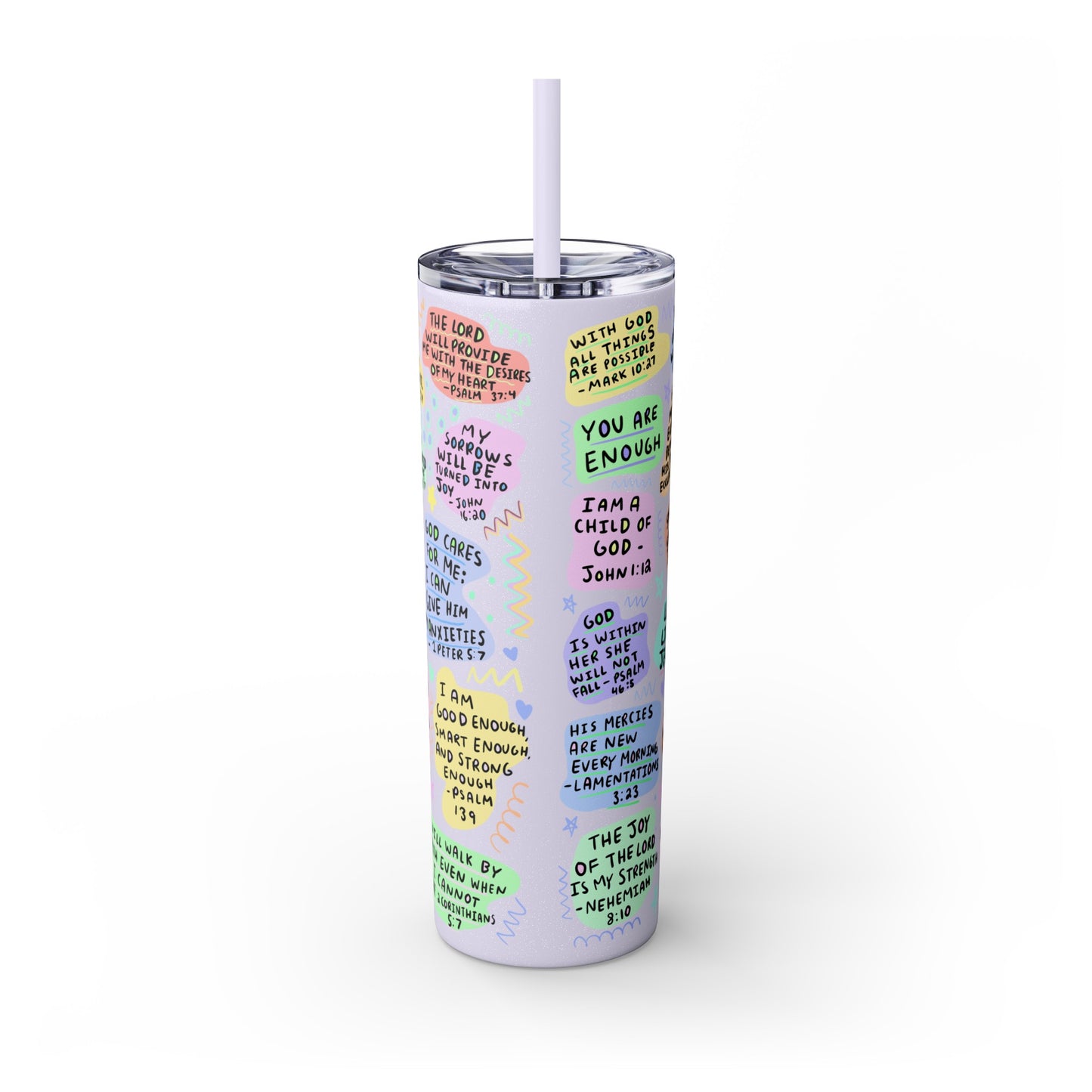 My Daily Bible Affirmations Skinny Tumbler | Skinny Tumbler with Straw, 20oz