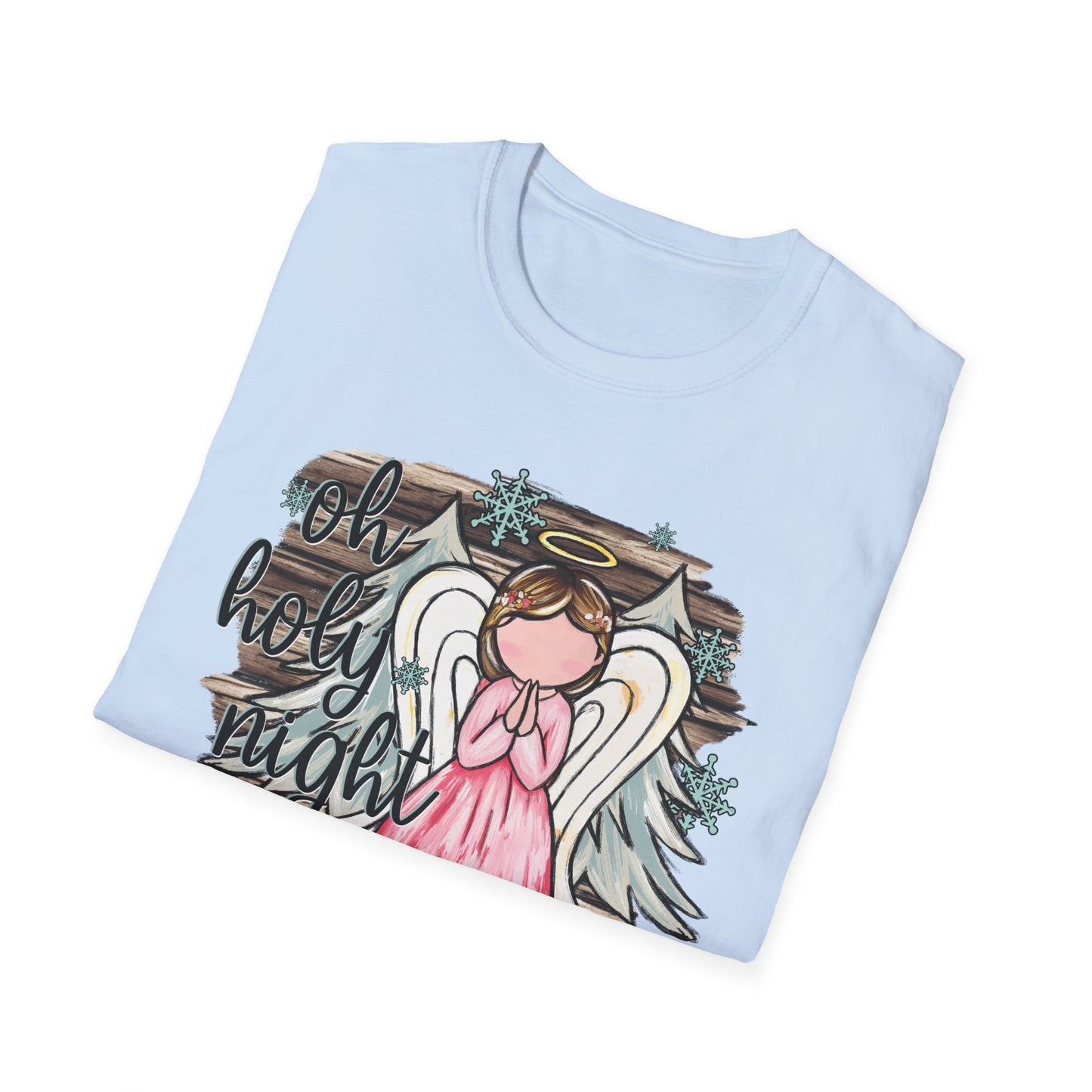 Unisex Softstyle T-Shirt with "Oh Holy Night" Angel Design