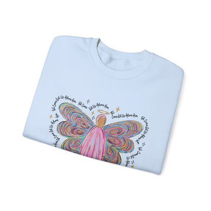 Unisex Heavy Blend™ Crewneck Sweatshirt with "Adore Him" Angel design