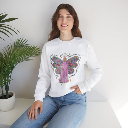 Unisex Heavy Blend™ Crewneck Sweatshirt with "Adore Him" Angel design