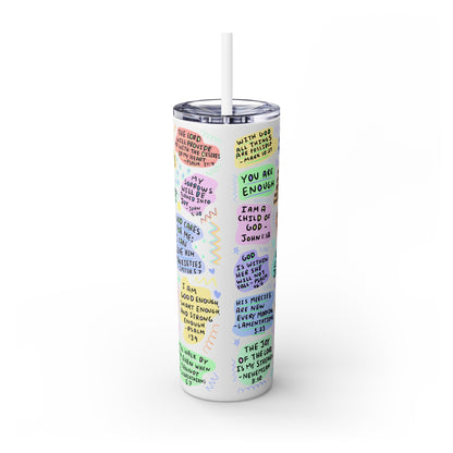 My Daily Bible Affirmations Skinny Tumbler | Skinny Tumbler with Straw, 20oz