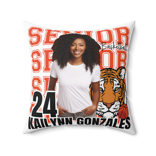 Orange Tiger Basketball Custom Senior Pillow | Spun Polyester Square Pillow