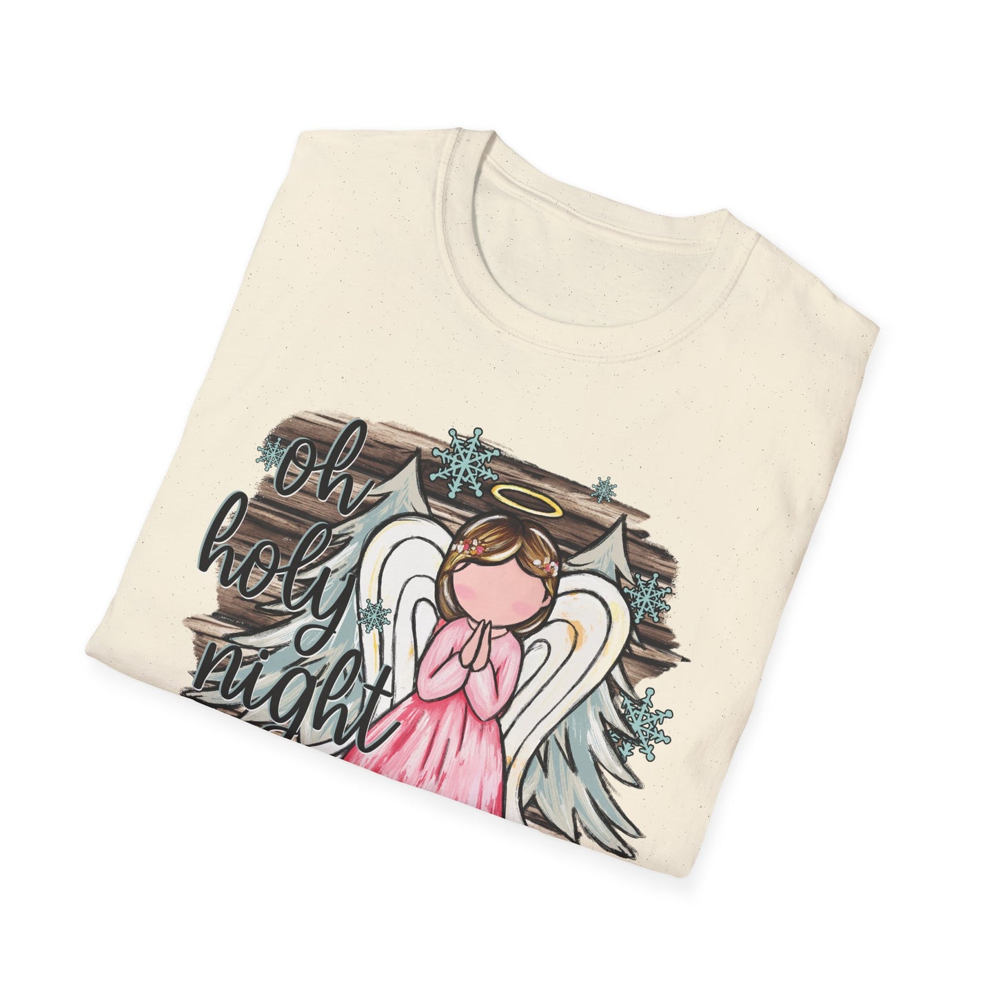 Unisex Softstyle T-Shirt with "Oh Holy Night" Angel Design