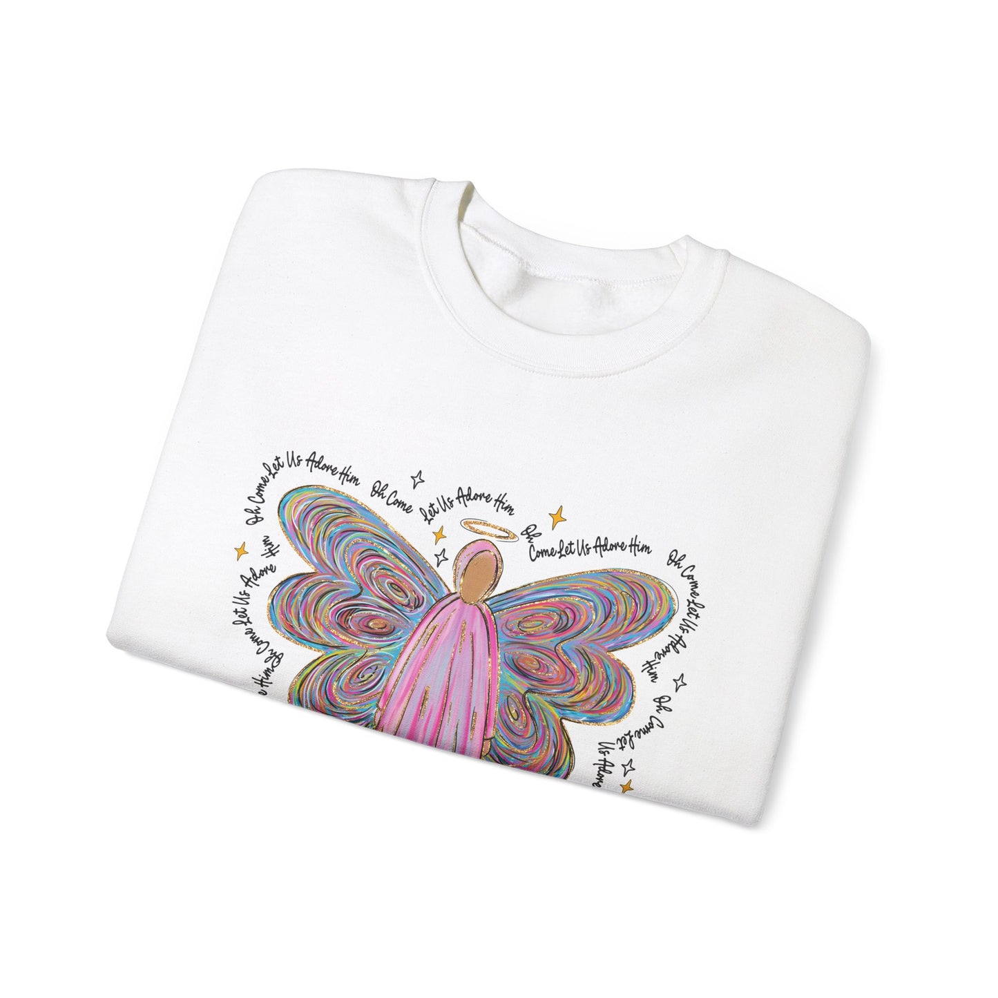 Unisex Heavy Blend™ Crewneck Sweatshirt with "Adore Him" Angel design