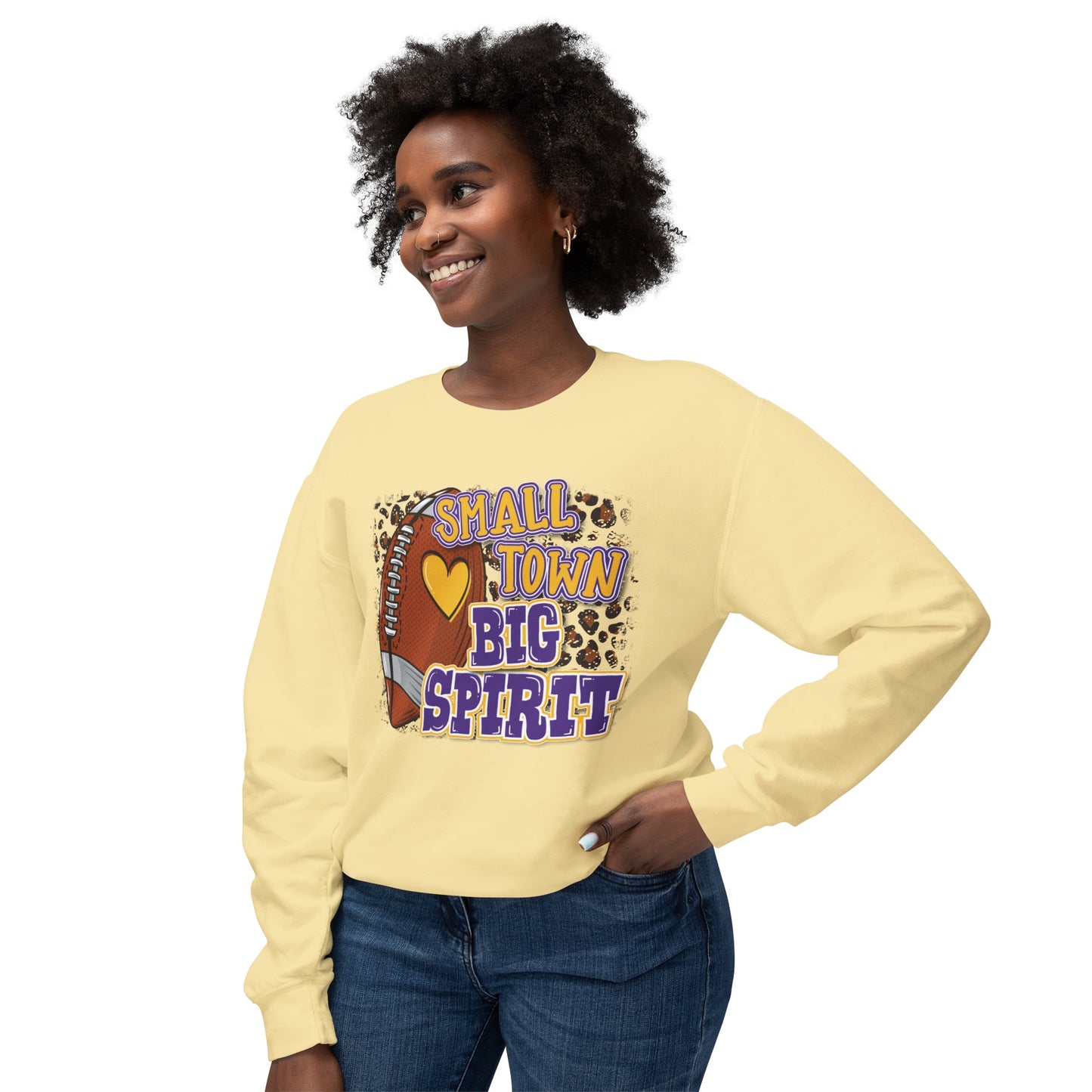 Small Town Big Spirit - Unisex Lightweight Crewneck Sweatshirt