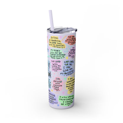 My Daily Bible Affirmations Skinny Tumbler | Skinny Tumbler with Straw, 20oz