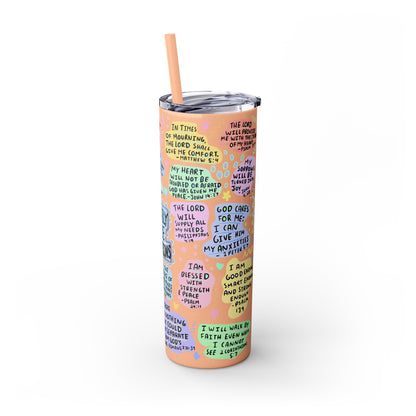 My Daily Bible Affirmations Skinny Tumbler | Skinny Tumbler with Straw, 20oz