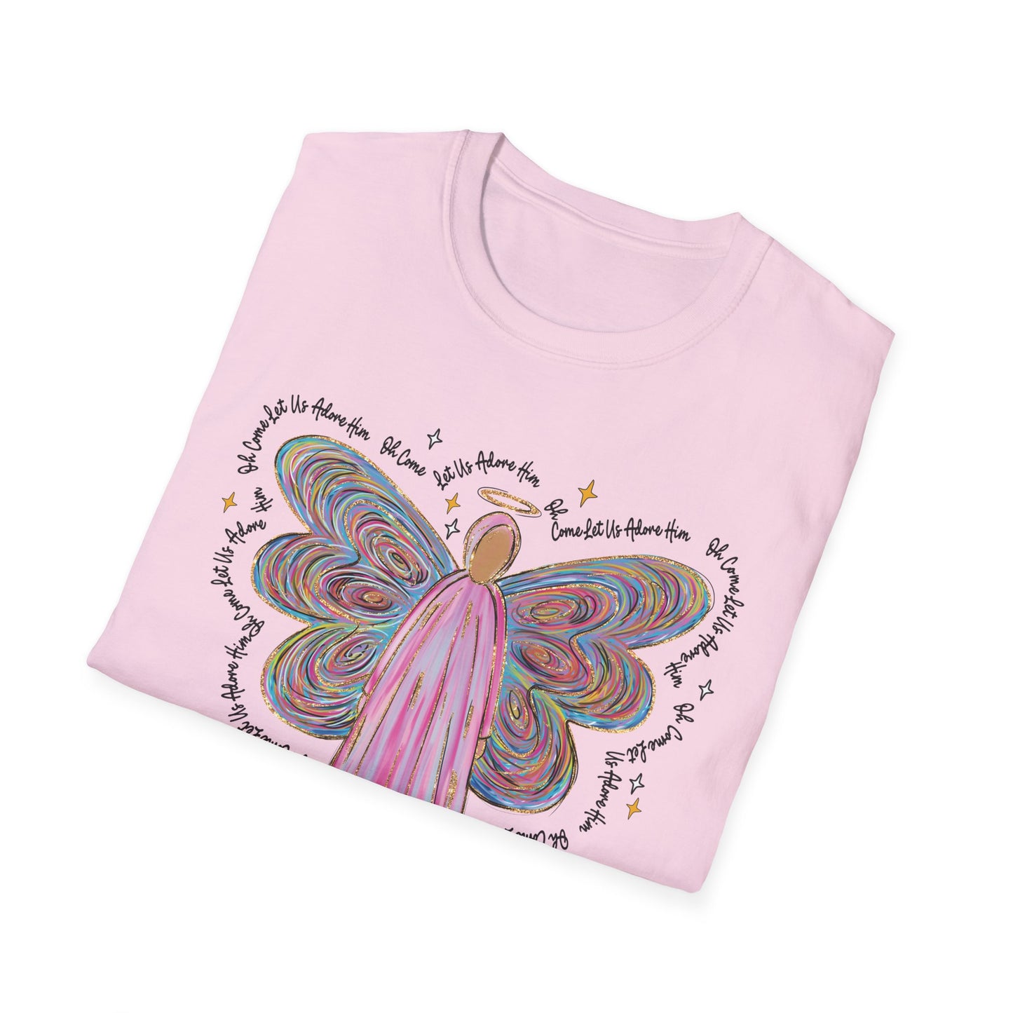 ADULT Unisex Softstyle T-Shirt with "Adore Him" Angel Design