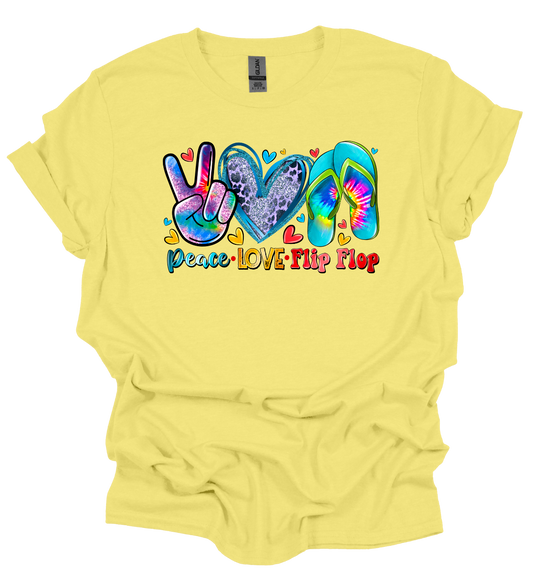 Peace Love Flip Flops T-Shirt |Hand-Made/Local Delivery